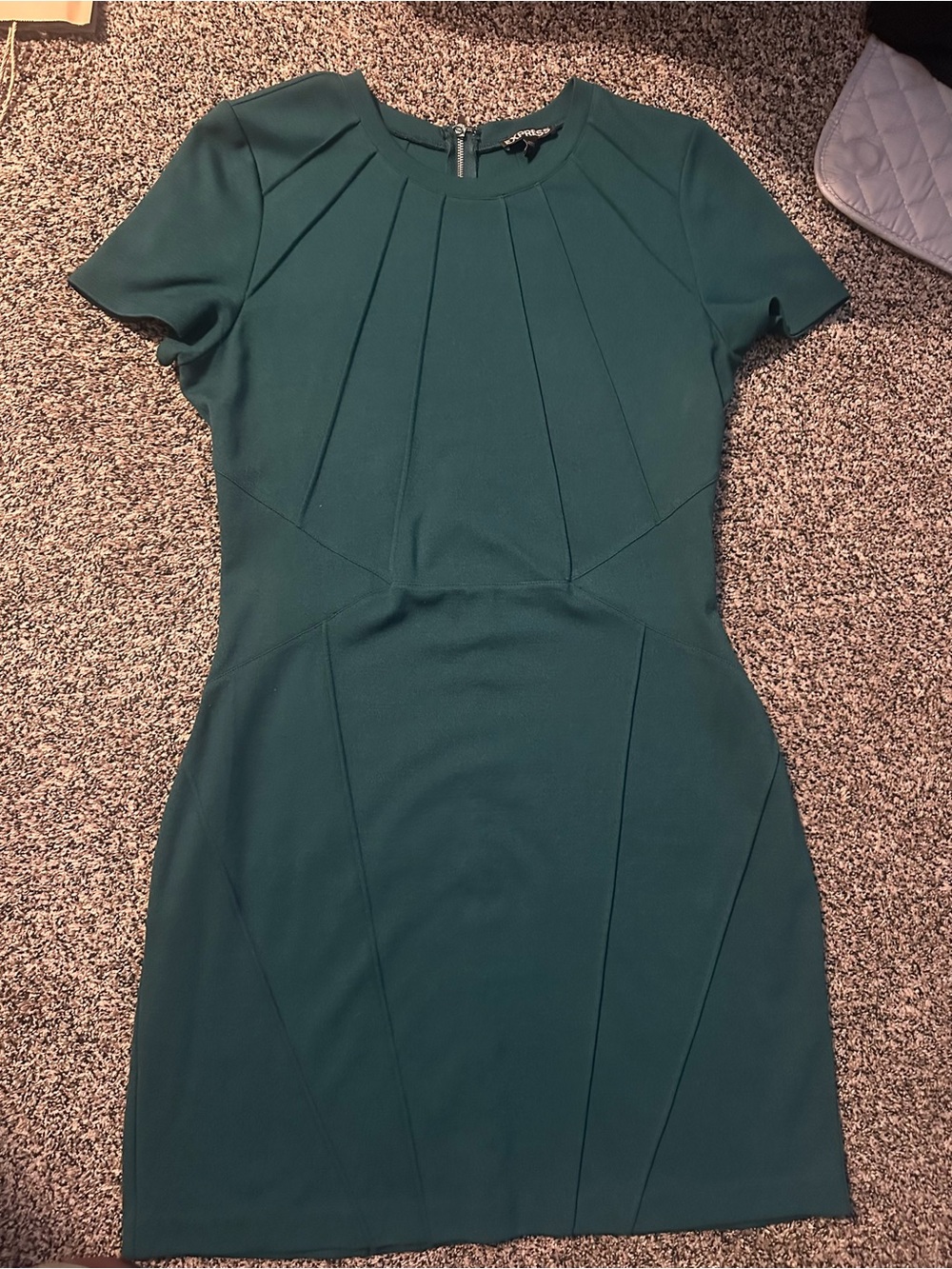 Express Emerald Green Short Sleeve Midi Sheath Dress